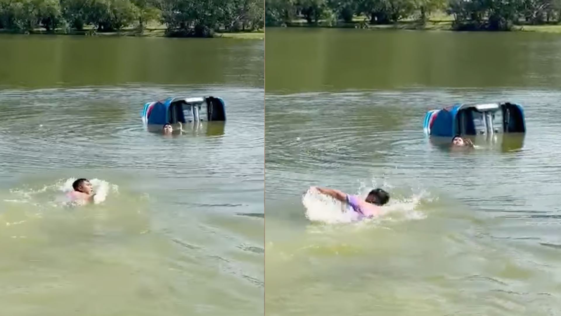 orang awam bertindak heroik, selamatkan dua beranak terjunam dalam tasik unimas