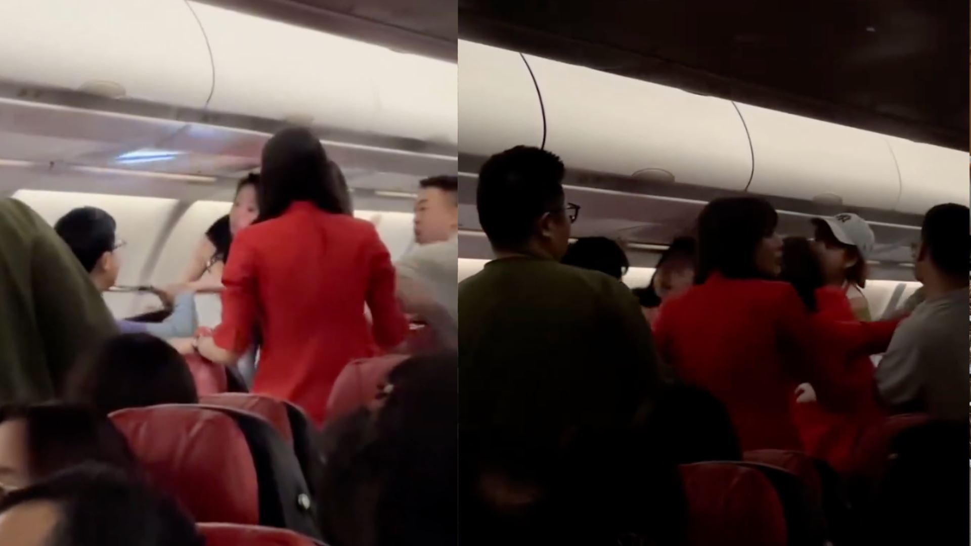 dua penumpang bergaduh sebelum berlepas ke chengdu, pramugari bertindak cekap kawal situasi