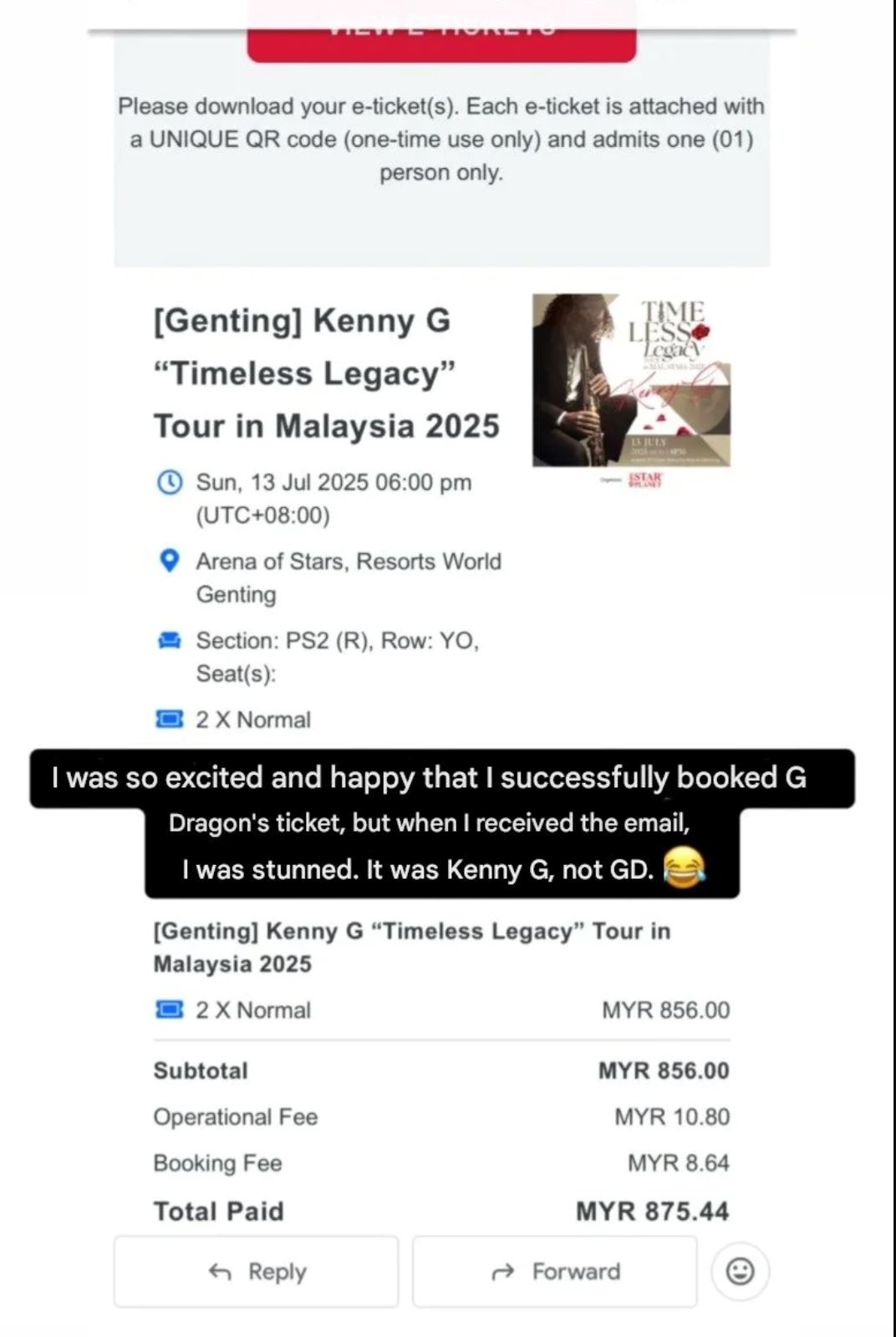 malaysian accidentally buys kenny g tickets while trying for g-dragon—but turns it into a sweet date instead