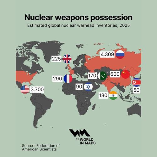peta pemilikan senjata nuklear dunia 2025, ancaman atau alat pertahanan?