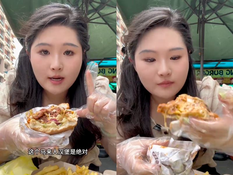 chinese tourist blown away by ramly burger, says it’s the “best she’s ever tasted!”