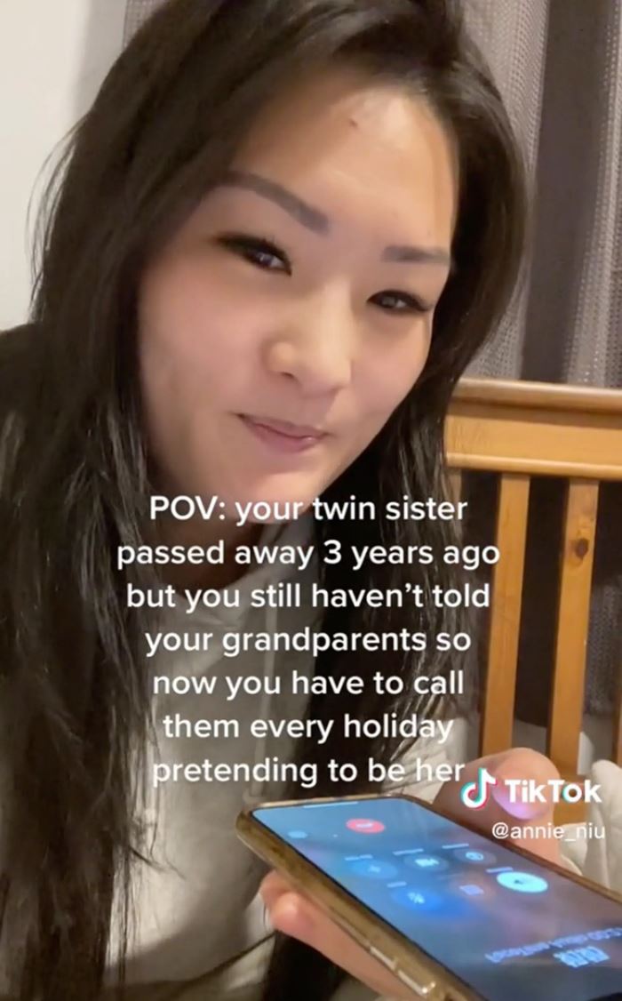 influencer reveals she posed as her late twin sister for five years to protect elderly grandparents