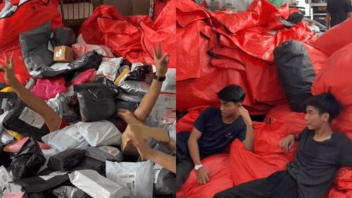 20 tan bungkusan sehari di gudang kurier penghantar, netizen harap persiapan raya cepat sampai