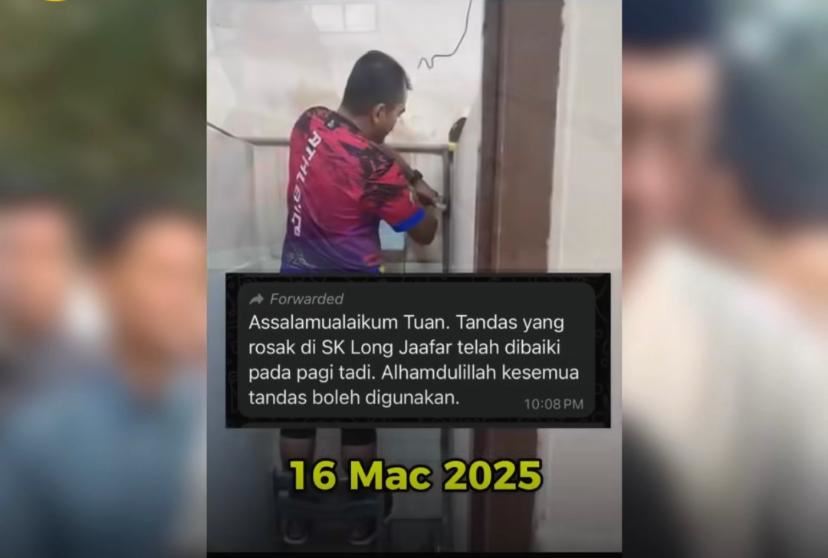 tandas sk long jaafar dibaiki dua hari selepas murid adukan kepada pm anwar