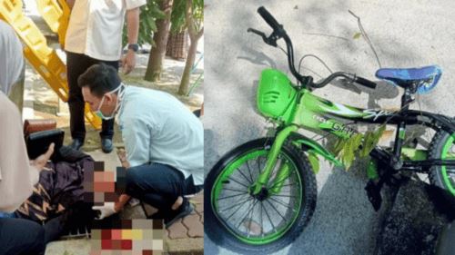 wanita cedera dihentam basikal dari tingkat 12