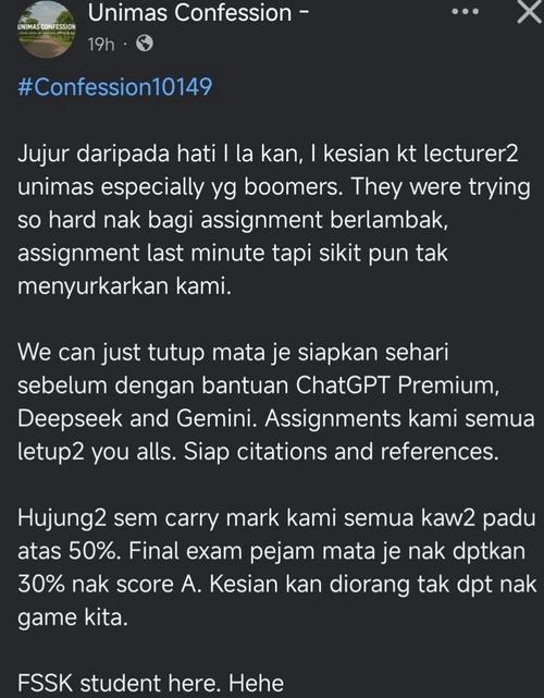 “boleh tutup mata je siapkan” - pelajar universiti awam bangga siapkan assignment guna chatgpt 