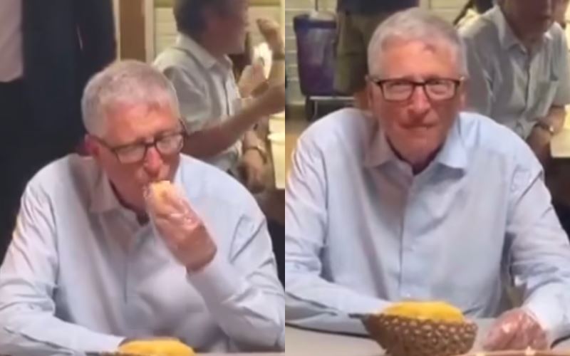 bill gates went full foodie in singapore and yes, he ate durian
