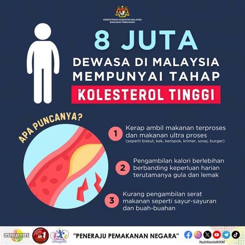 8 juta dewasa di malaysia mempunyai tahap kolesterol tinggi, apakah puncanya?