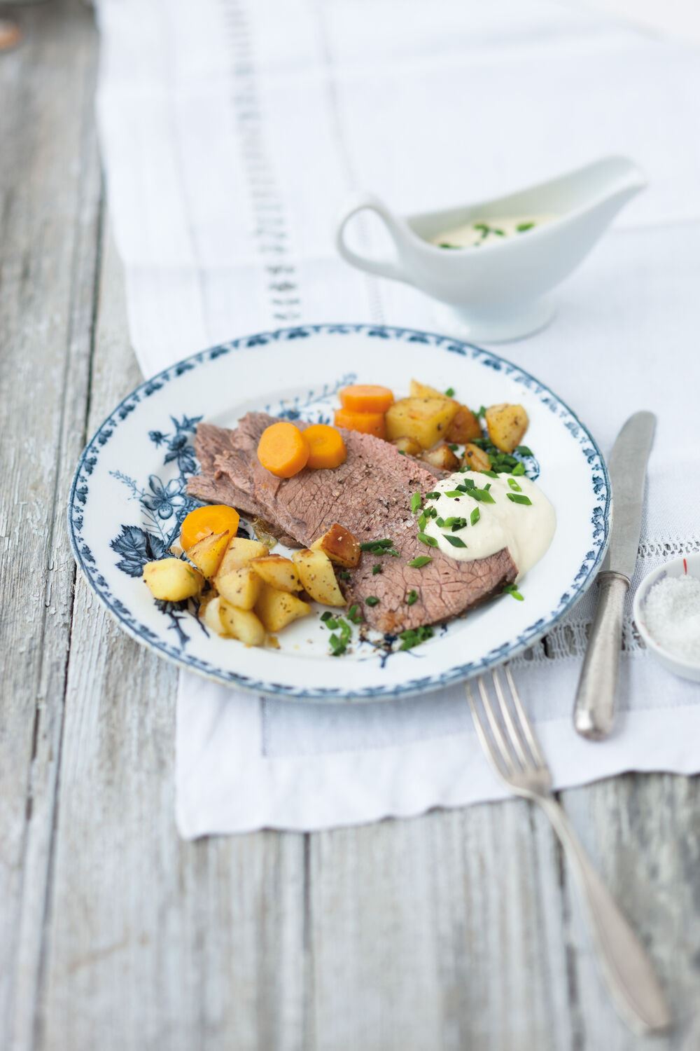 A famous beef delicacy on a place in a restaurant in Salzburg