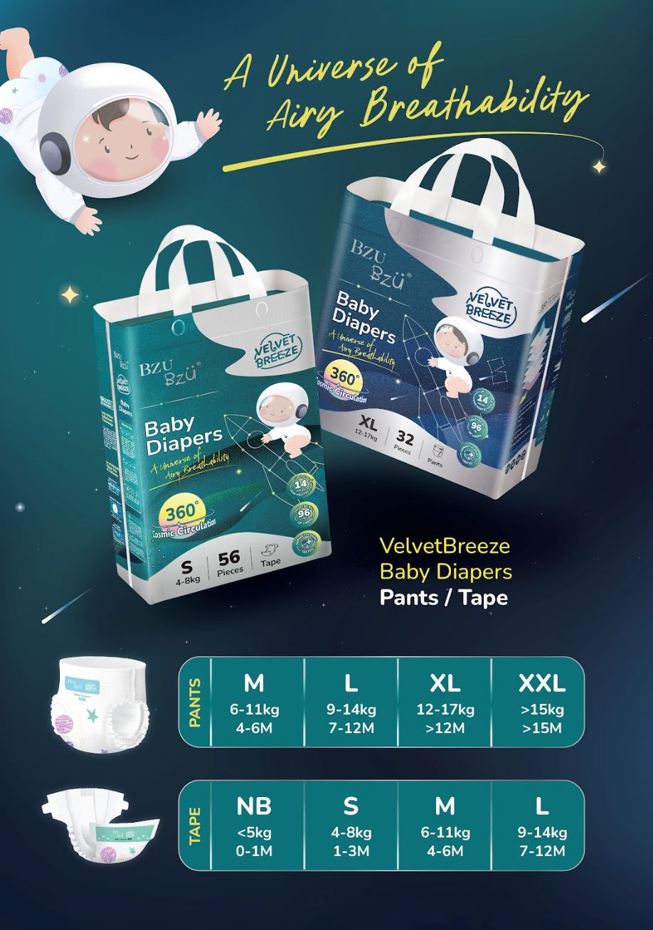 ciptaan baharu untuk bayi lebih selesa di cuaca panas malaysia, bzu bzu perkenalkan lampin velvetbreeze