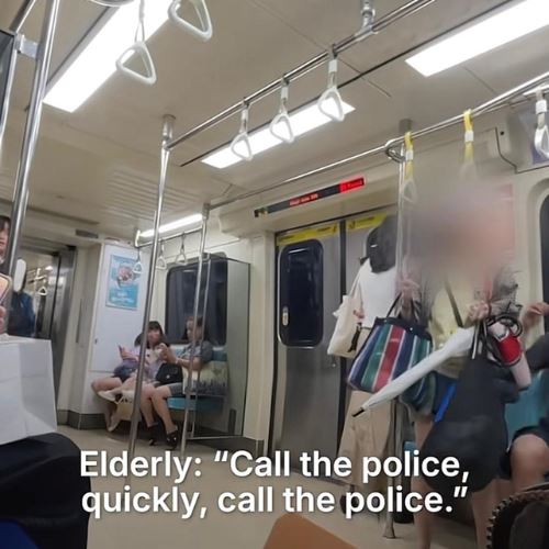 [video] nenek diterajang perempuan muda selepas berebut kerusi dalam mrt taipei