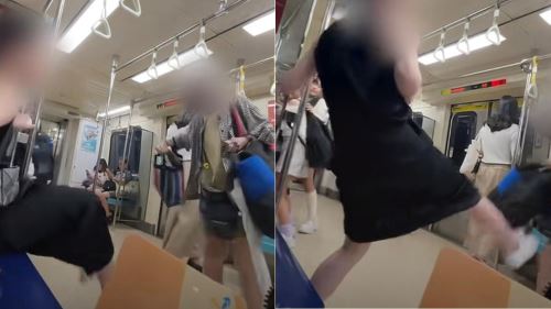 [video] nenek diterajang perempuan muda selepas berebut kerusi dalam mrt taipei