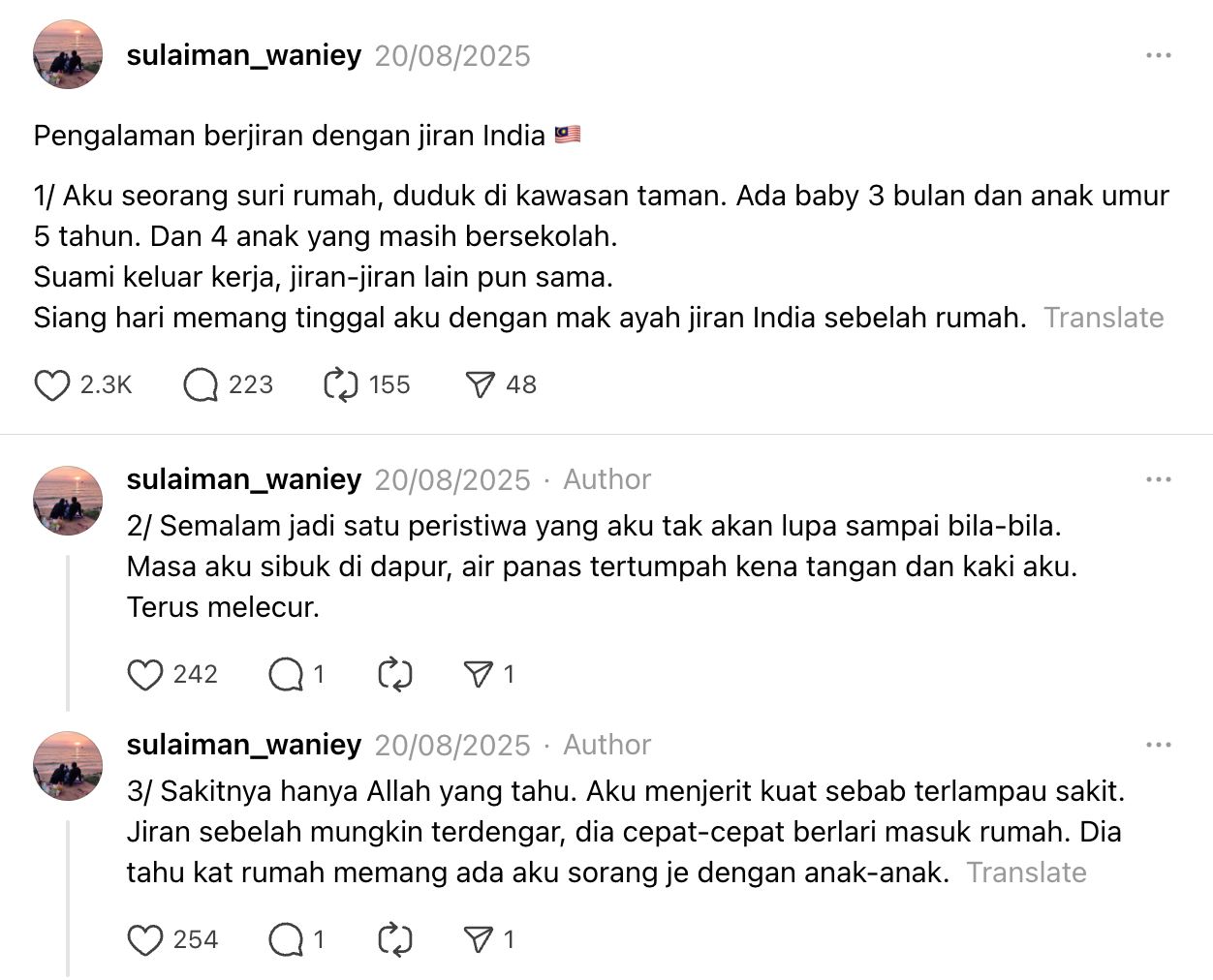 malay woman says her indian neighbours are “like family” after helping her through injury