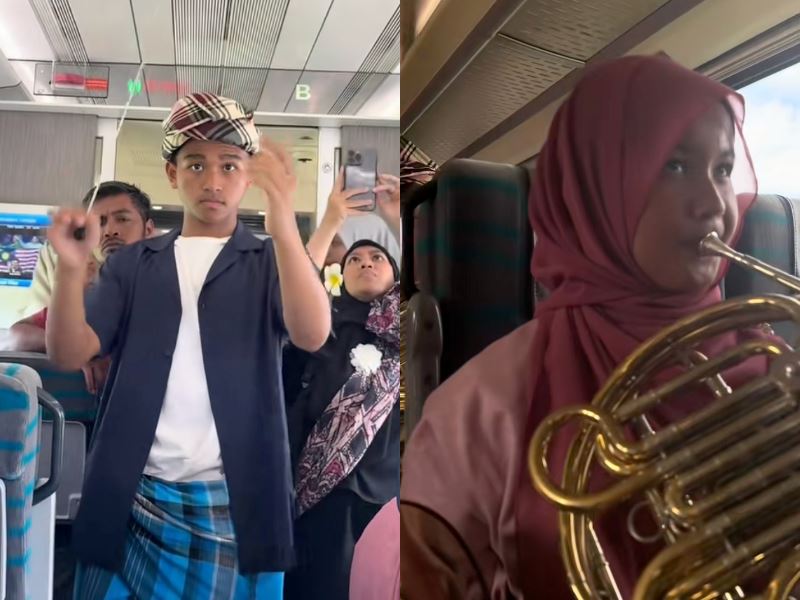marching band surprises passengers with live performance on train to keretapi sarong 2025