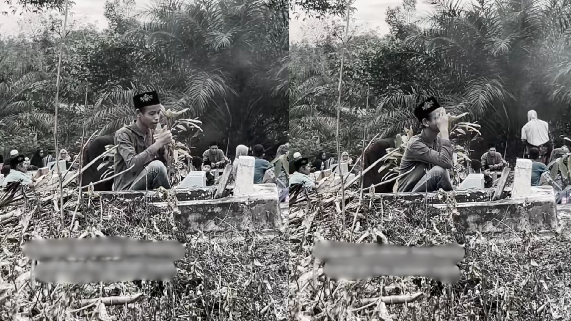 lelaki meluah di pusara ibu, ‘berbual’ guna bahasa isyarat buat netizen sebak