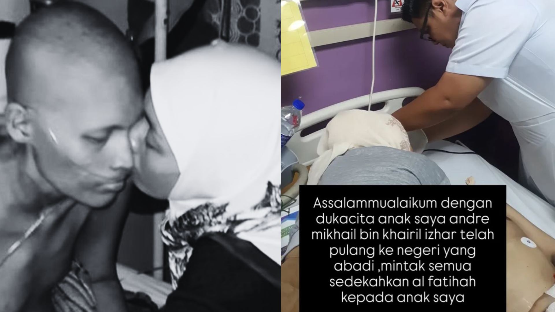 anak sulung amyza aznan, andre mikael meninggal dunia