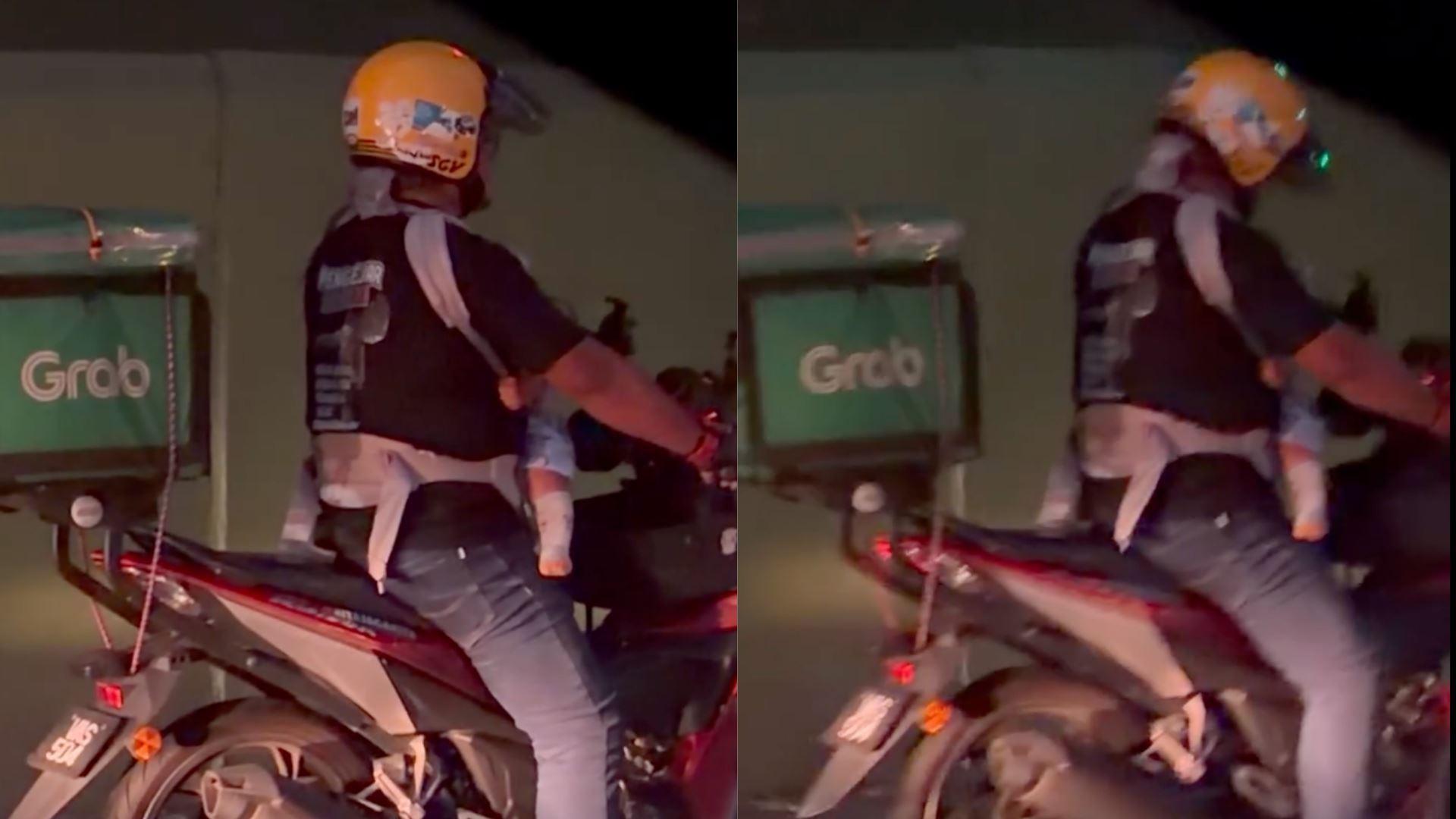 rider penghantar makanan terpaksa bawa bayi semasa bekerja, buat ramai sebak