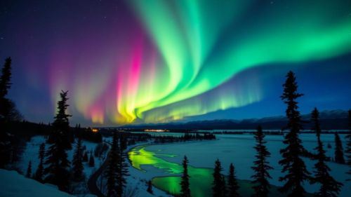 fenomena cahaya utara warnai malam musim sejuk alaska
