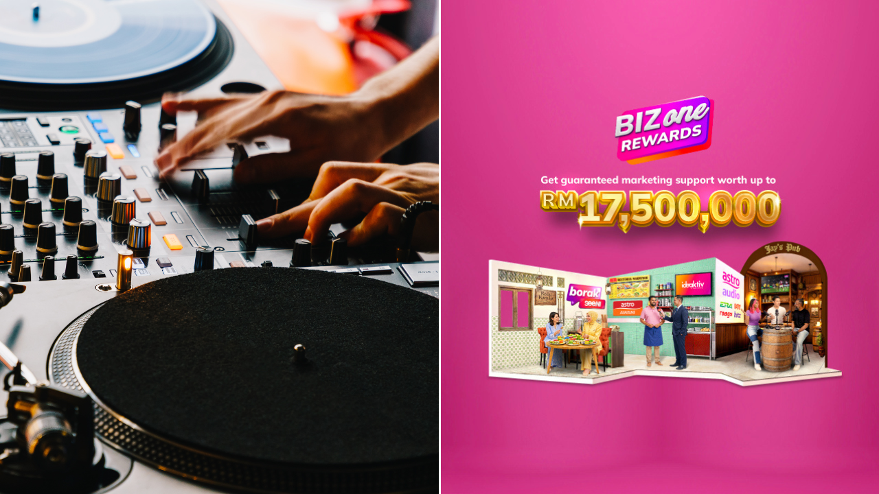 A person dj-ing and a promotional poster
