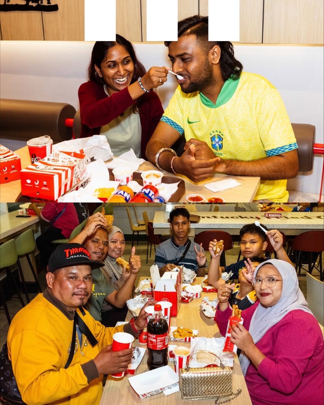 Malaysians enjoying fried chicken meal at KFC Sama-Sama Kongsi Raya event