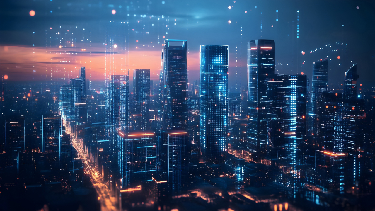 Bandar masa depan penuh cahaya